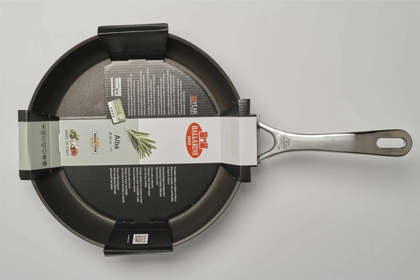 Tigan Ballarini Alba 24 cm, non-stick Keravis TI-X me titan, për induksion, i zi