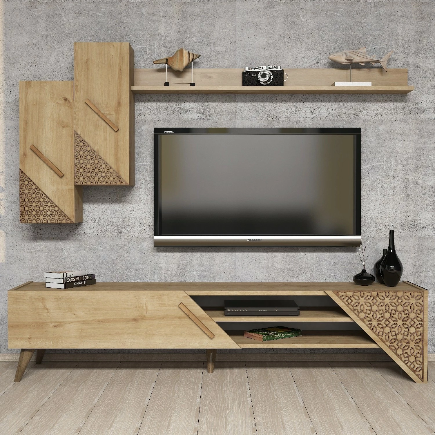 Njësi TV Skye Decor, ngjyrë lisi, Beril