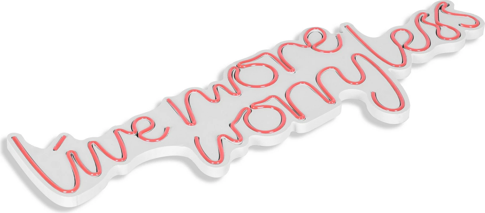 Dekor dritash LED plastike, 'Live More Worry Less', ngjyrë rozë