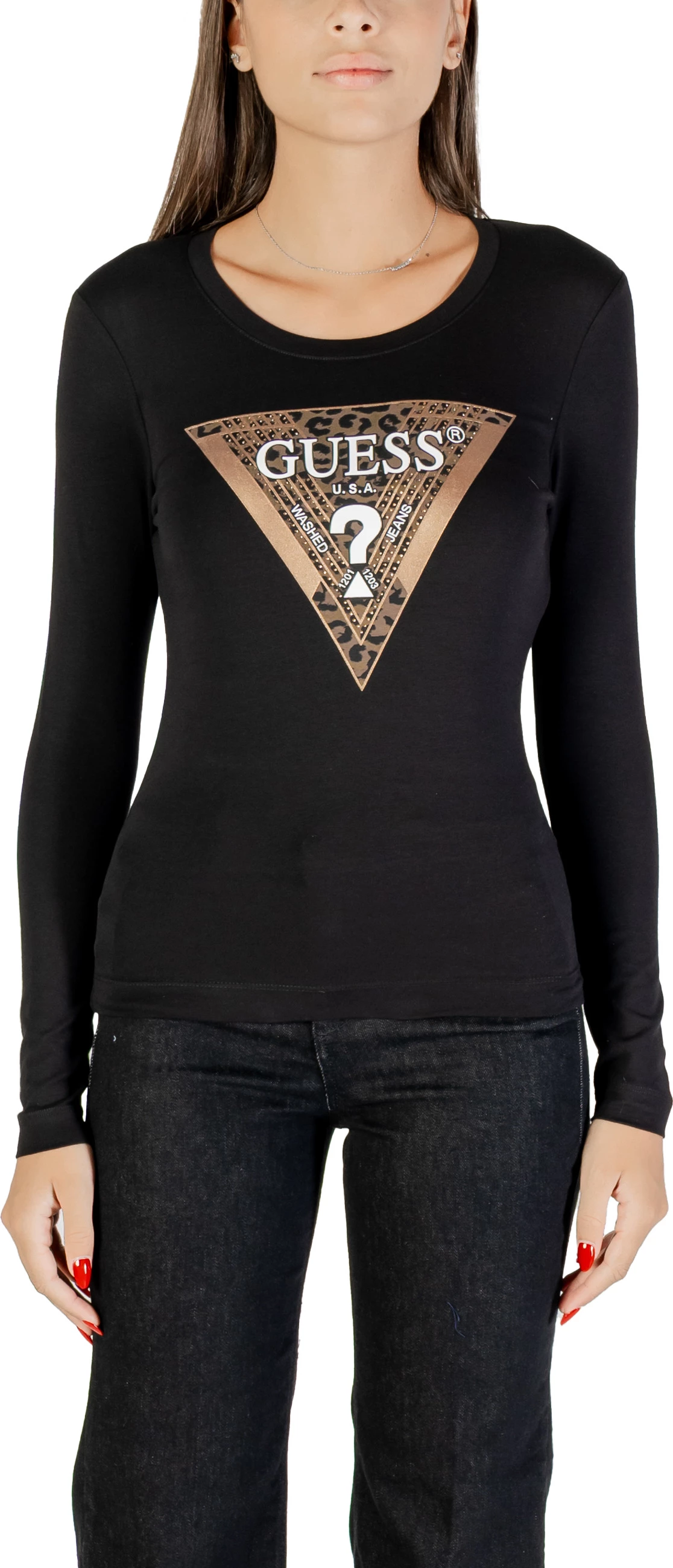 Maicë me mëngë të gjata për femra Guess W5BI75 J1314, e zezë