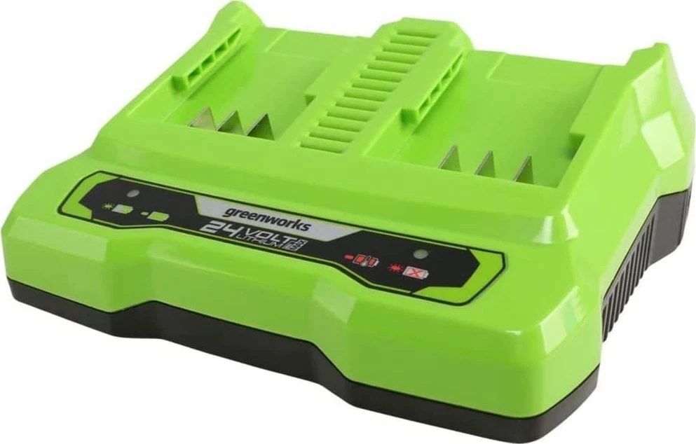 Karikues baterie Greenworks 24V 2A me 2 porta, gjelbër-zi
