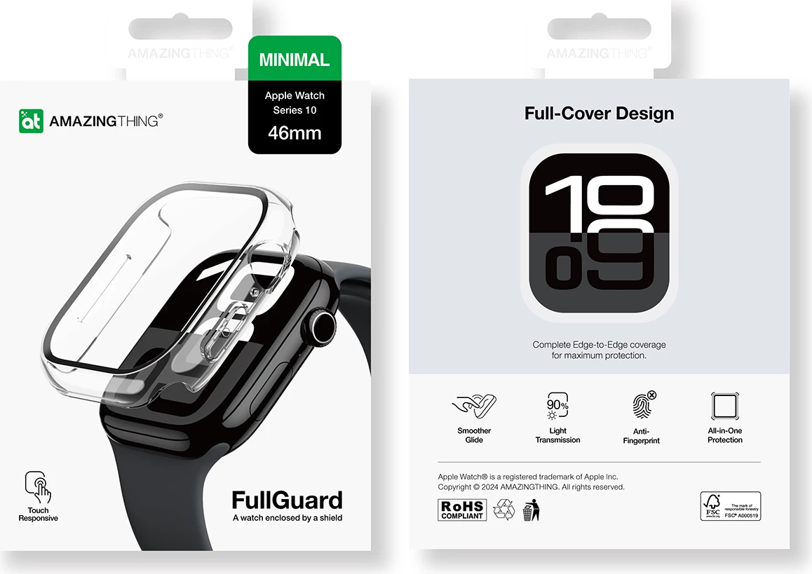 Mbështjellës AmazingThing Radix Glass për Apple Watch 46mm, Transparent