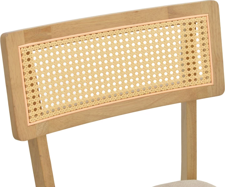 Set karrigash Raffles, dru natyral, ratan, stof gri-bezhë, 47x48x83.5cm, 2 copë