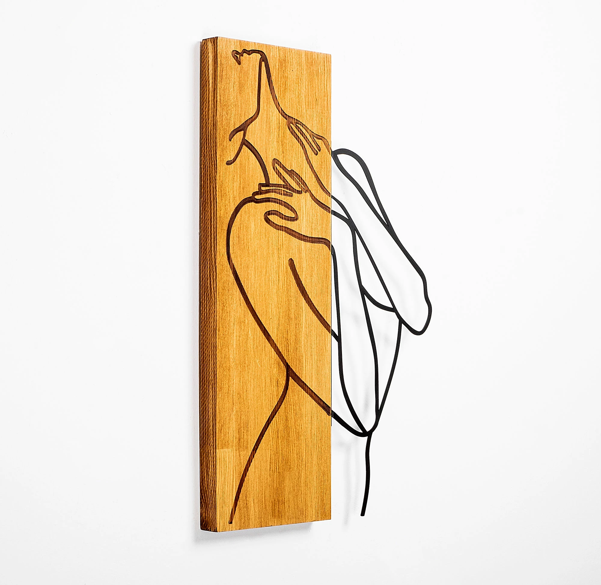 Aksesor dekorativ për mur, dru arre, metal i zi, Wallity MA-297, 58x36cm