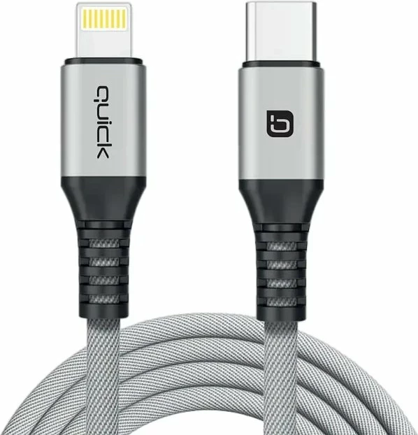 Kabllo USB-C në Lightning Quick QB-112 1.5 m Gri