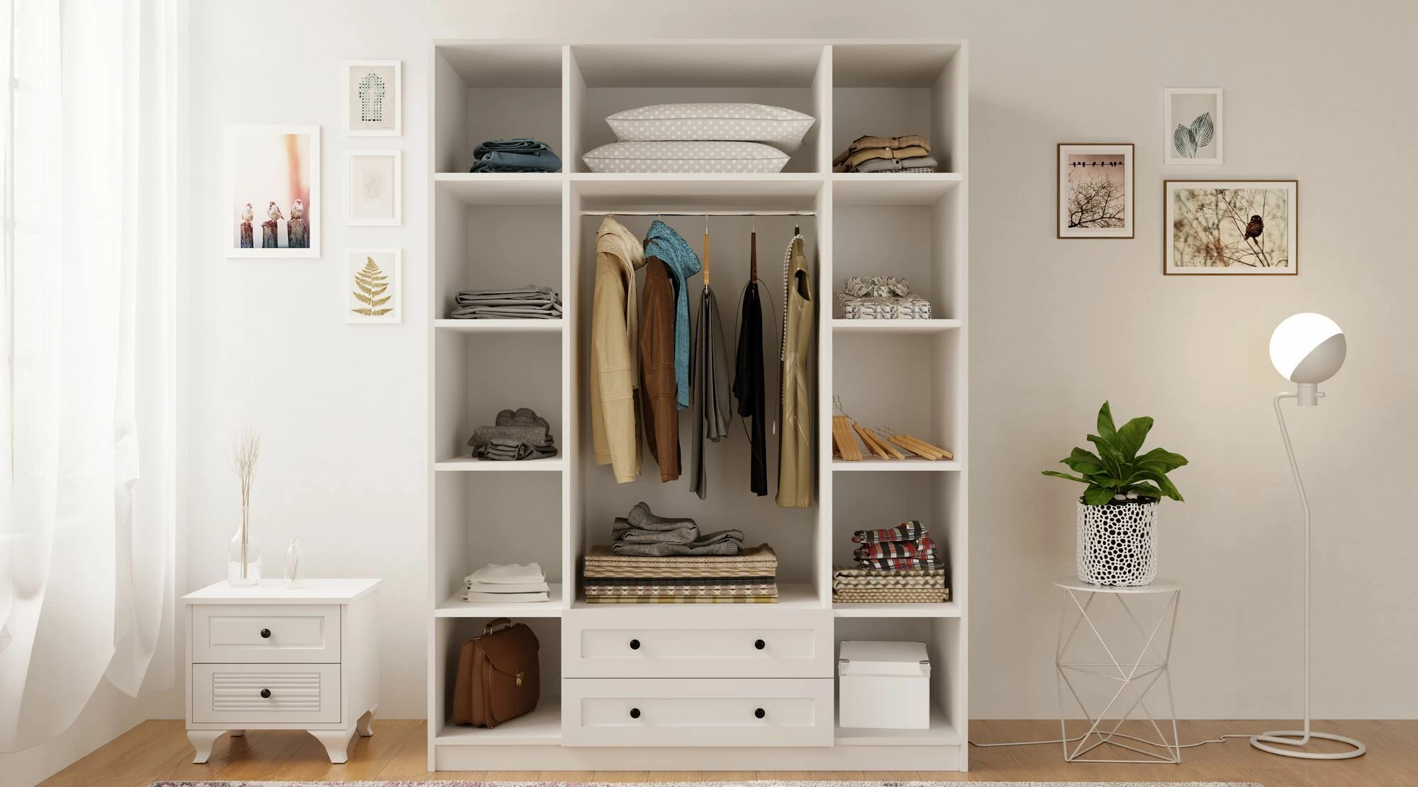 Dollap rrobash Skye Decor, ngjyrë e bardhë mat, RB-074, 140x184x52cm