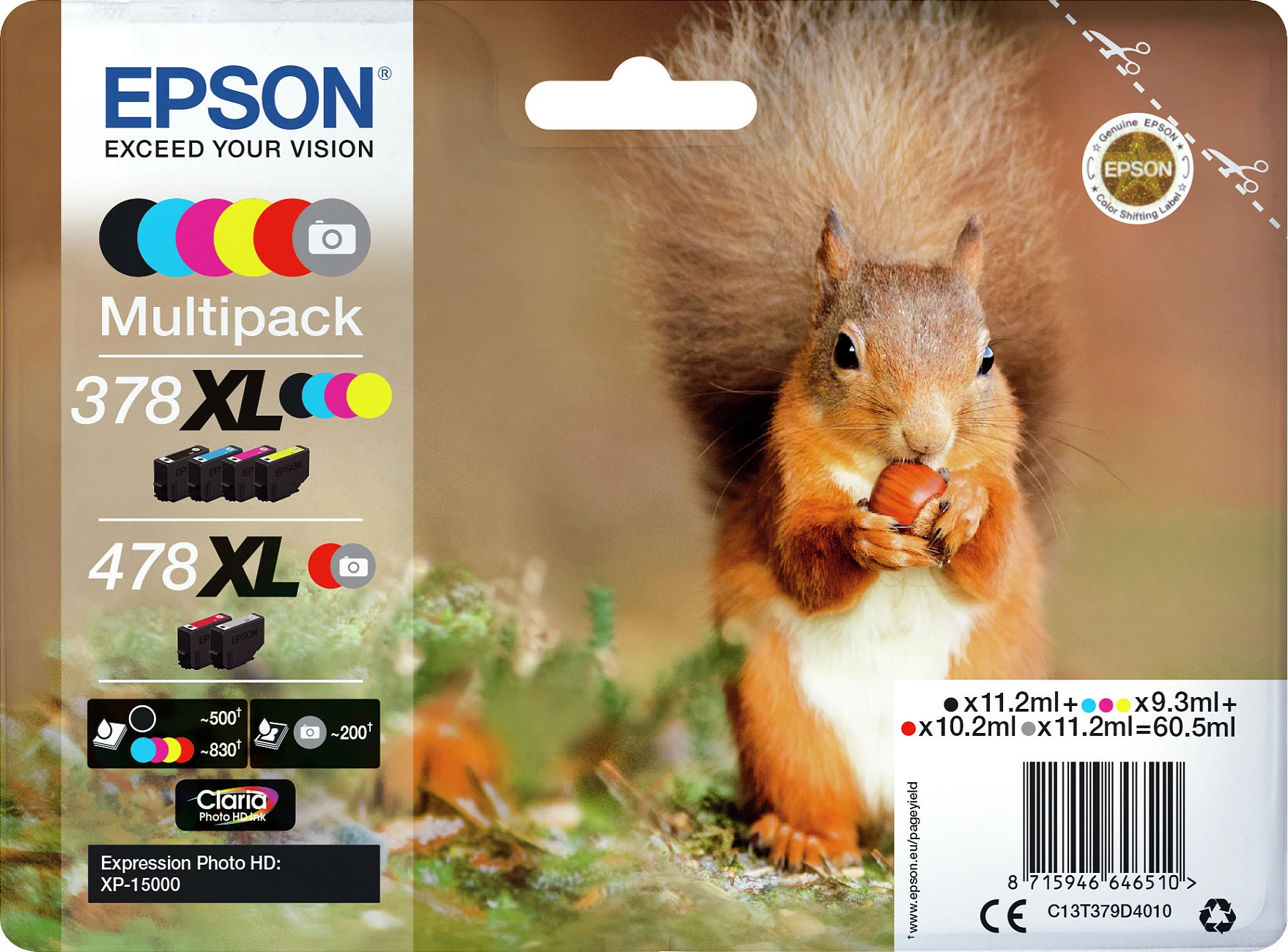 Multipack kartuça boje Epson 378XL/478XL Claria Photo HD, për Expression Photo XP-8500, 6 ngjyra
