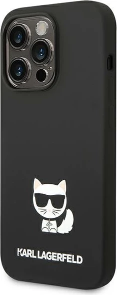Mbështjellës Karl Lagerfeld KLHCP14XSLCTBK për iPhone 14 Pro Max, silikon, Choupette, zi
