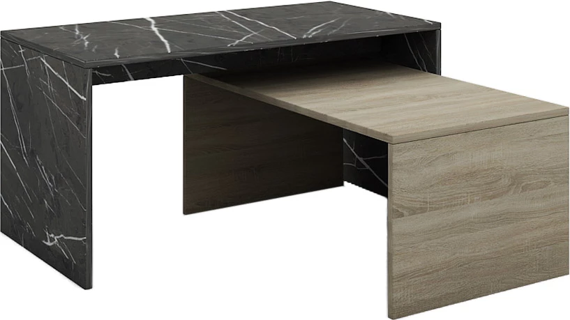 Set tavolinash kafe Petra Duo, efekt guri, sonoma e errët, 90x45x45