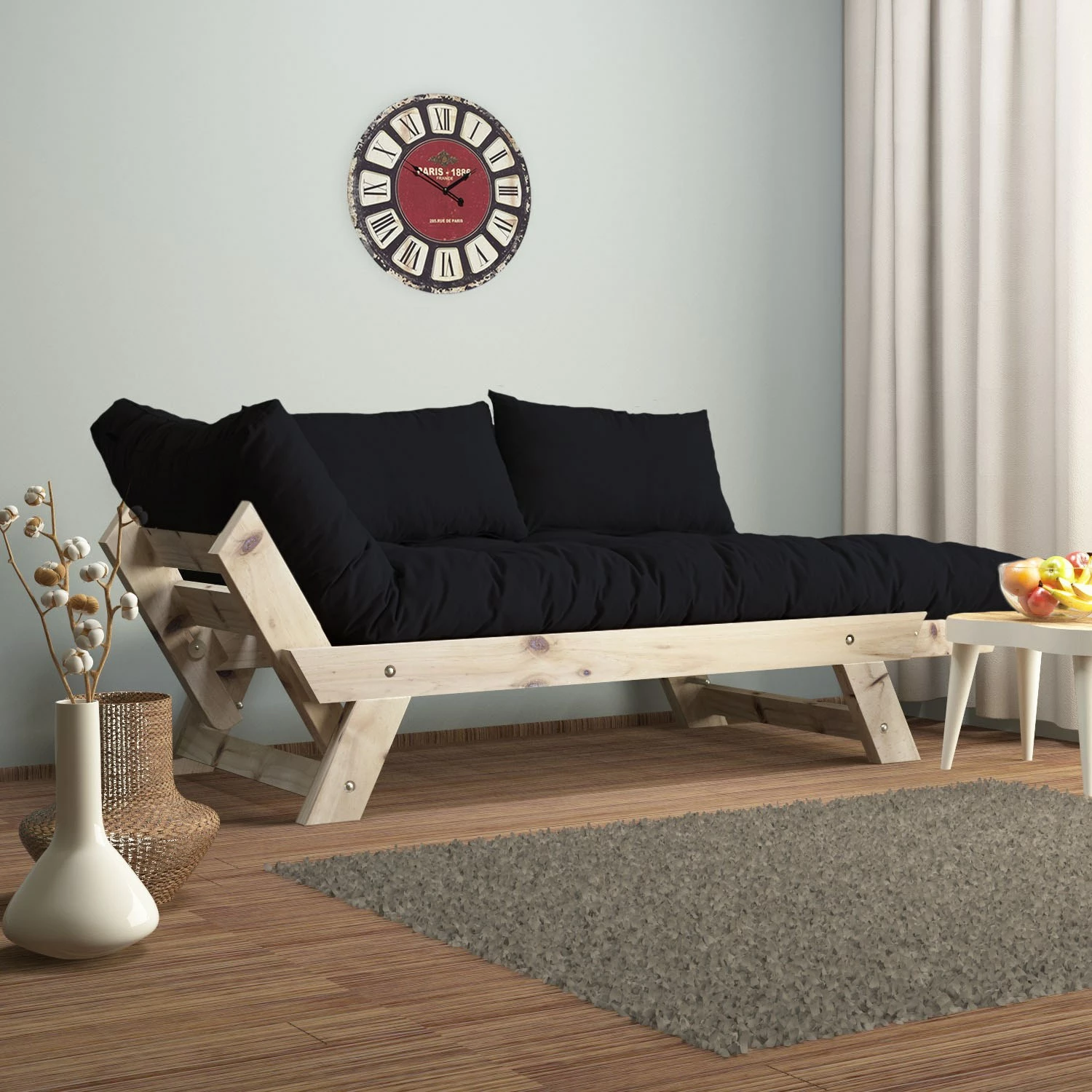 Divan për kopsht, 2 vende, Skye Decor, natyral/zi, CPT8111-210