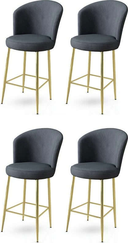 Set karrigesh për bar (4 copë), Hanah Home, Fora, anthracite, gold