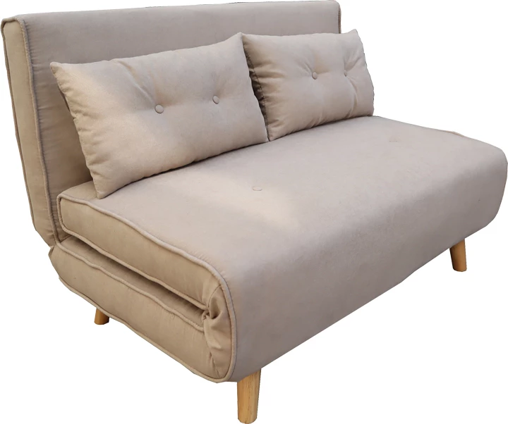 Divan-krevat dy ulëse, material bezhë, këmbë druri natyrale, 122x80x81cm