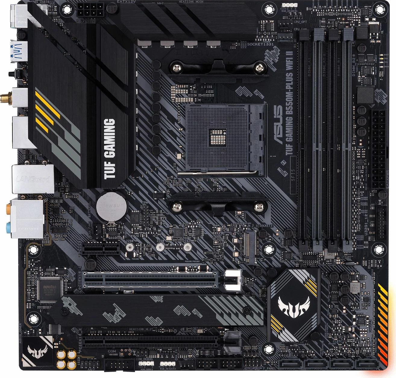 Pllakë amë Asus TUF GAMING B550M-PLUS WIFI II, mATX, WiFi 6 + Bluetooth, 4x DDR4 deri 128GB