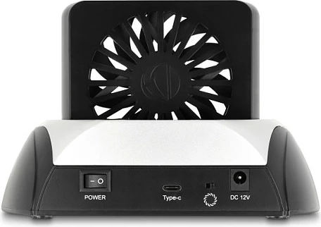 Docking station USB-C DeLOCK 10Gbps për HDD/SSD 2.5/3.5" dhe M.2 NVMe/SATA, me ventilator, e zezë