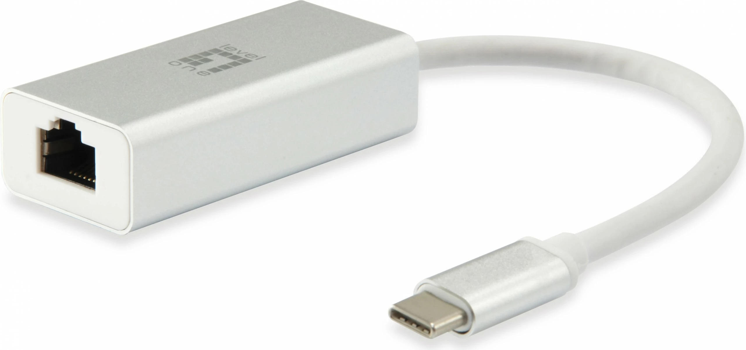 Adapter rrjeti LevelOne Gigabit USB-C, i lidhur, USB Type-C, Ethernet, 1000 Mbit/s, argjendtë, bardhë