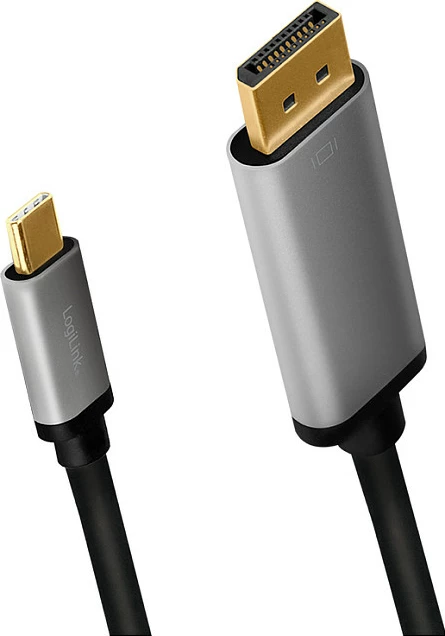 Kabllo LogiLink USB 3.2 Gen1 Type-C në DisplayPort, 4K/60Hz, 1.8m, zi/gri