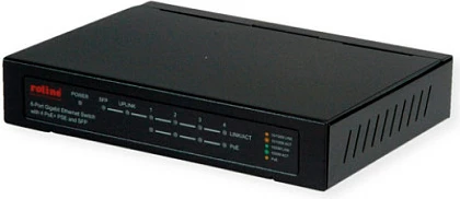 Switch ROLINE 21.14.3524, 5-Port Gigabit, 4x PoE, 1x SFP (MiniGBIC), metal, i zi