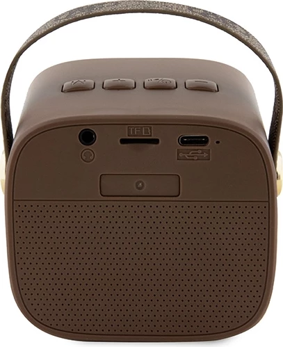 Altoparlant Bluetooth Guess GUWSB2P4SMW mini, 4G Leather Script Logo, me rrip, Kafe