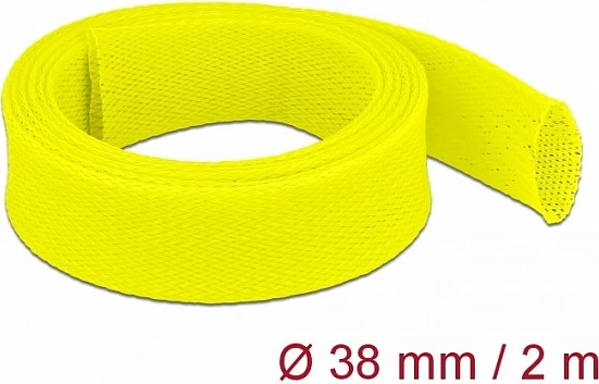 Mbështjellës gërshetuar për kabllo DeLOCK, 2 m, Ø38 mm, poliester, -50°C–150°C, ngjyrë e verdhë