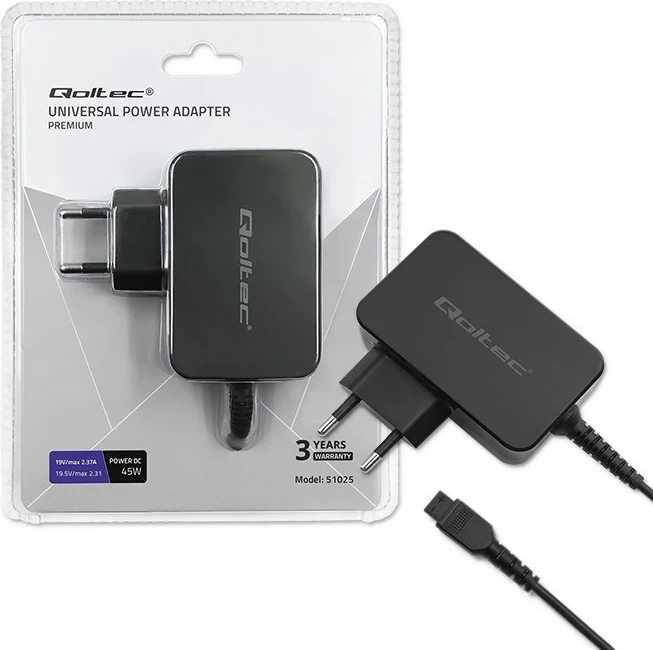 Adapter energjie Qoltec 51025 për brenda, i zi