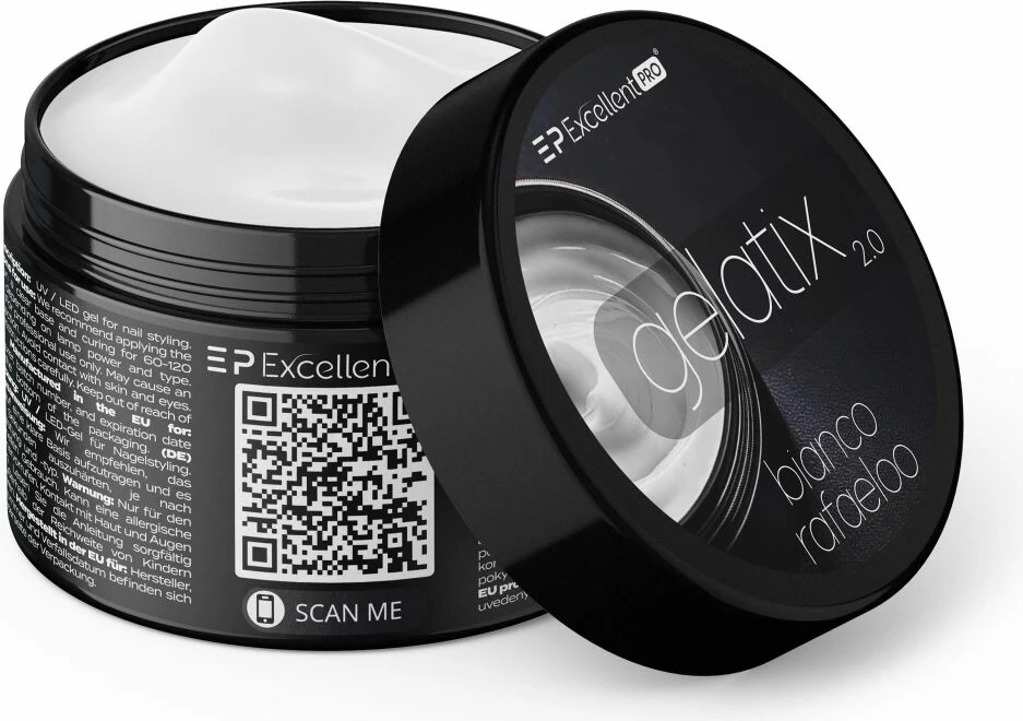 Xhel ndërtues për thonj Excellent PRO Gelatix 2.0 Bianco Rafaeloo për femra, 50g