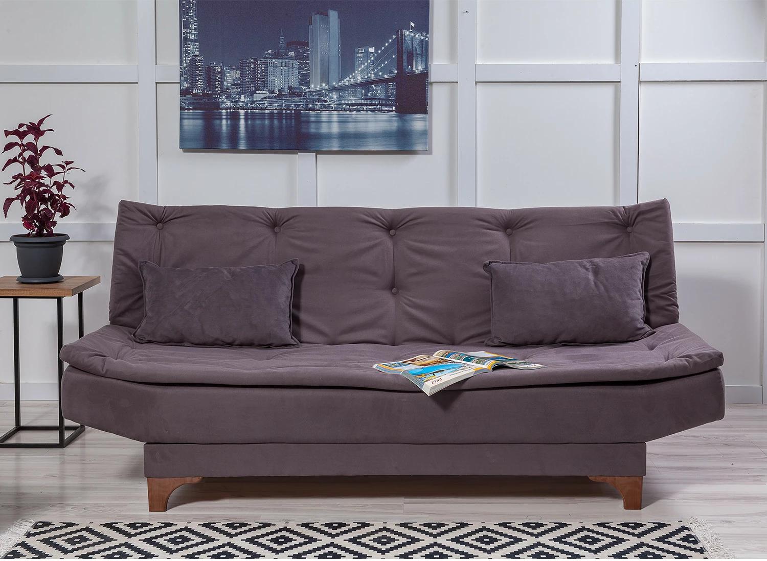 Divan-krevat treshe, ngjyrë antracit, Atelier del Sofa, Kelebek