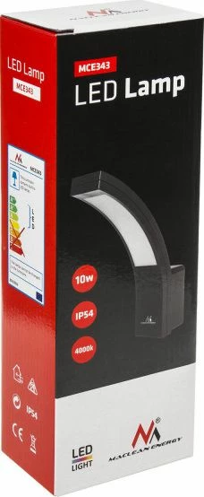 Aplikë muri LED Maclean MCE343 10W 800 lm IP54 4000K, e zezë