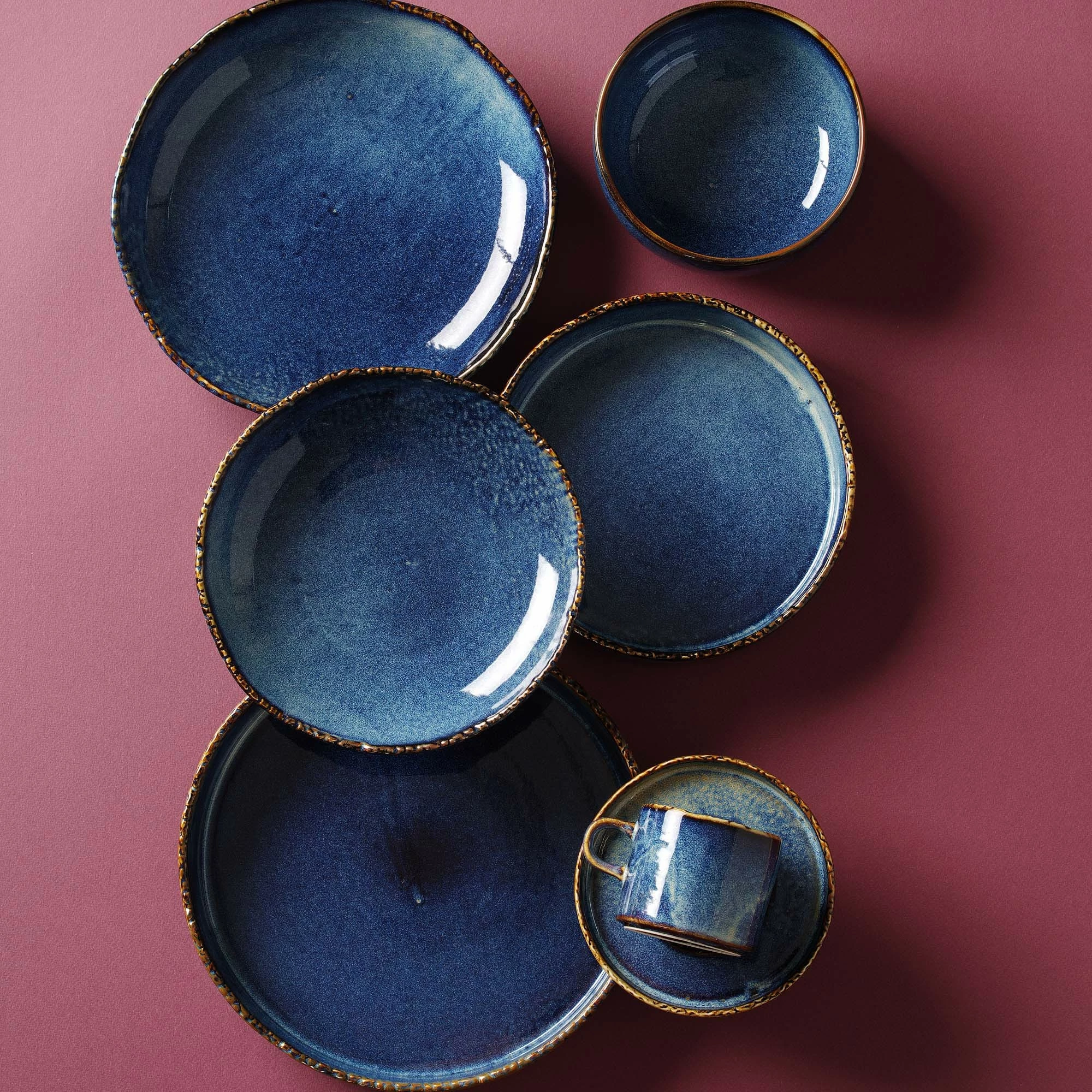 Pjatë e sheshtë Fine Dine Eminence Ø210mm, porcelan, blu, set 3 copë