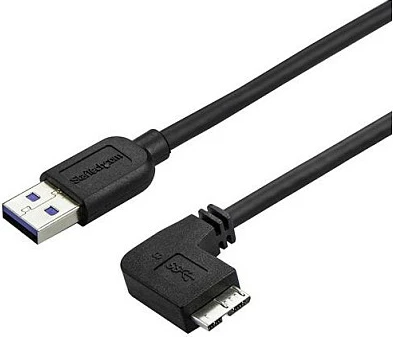 Kabllo USB 3.0 StarTech Slim, USB-A në Micro-USB B këndore, 0.5m, e zezë