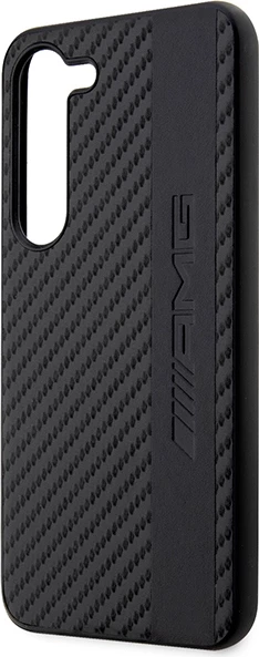 Mbështjellës Mercedes AMG AMHCS23SBLSCA për Samsung Galaxy S23, hardcase, Carbon Stripe & Embossed, i zi