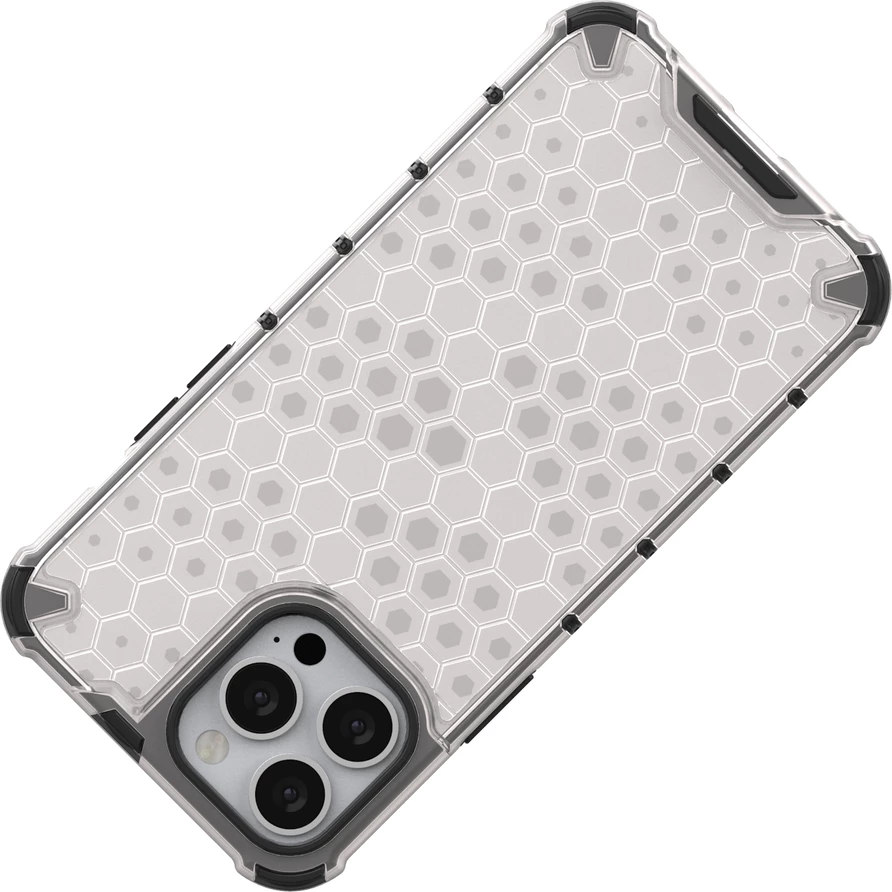 Mbështjellës Hurtel Honeycomb për iPhone 13 Pro Max, transparent