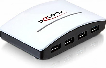 USB Hub DeLOCK USB 3.0 / USB 3.2 Gen 1, 4 porta, 5 Gbit/s, DC-in 5V/4A, Bardhë/Zeze