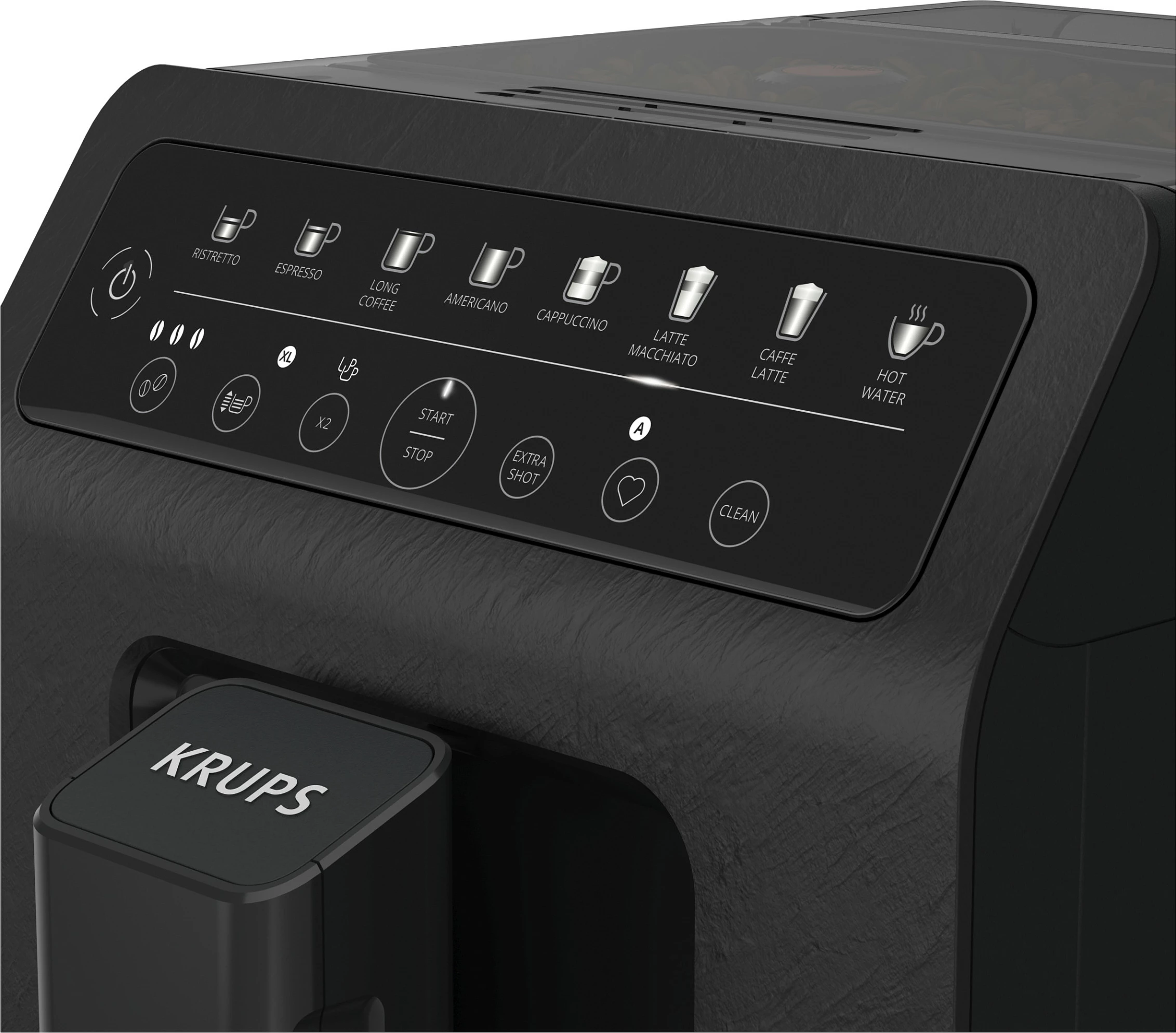 Aparat kafeje fully-automatik Krups Evidence ECOdesign, me mulli të integrum, 260 g, 2 filxhana, Slate