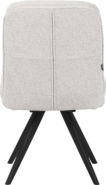 Karrige rrotulluese Novo, stof boucle i bardhë, këmbë metalike të zeza, 65.5x50x90cm, set prej 2 copë