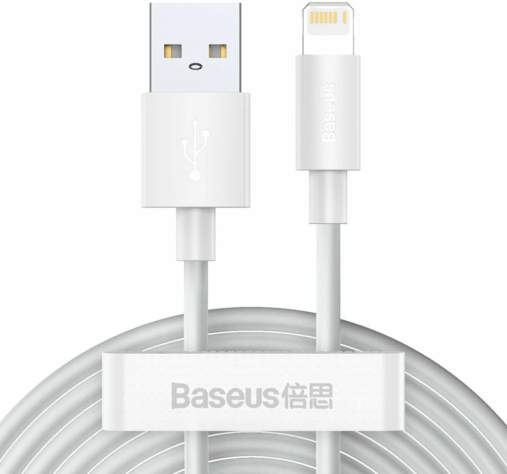Kabllo USB-Lightning Baseus TZCALZJ-02, 1.5m, Set 2 copë, Bardhë