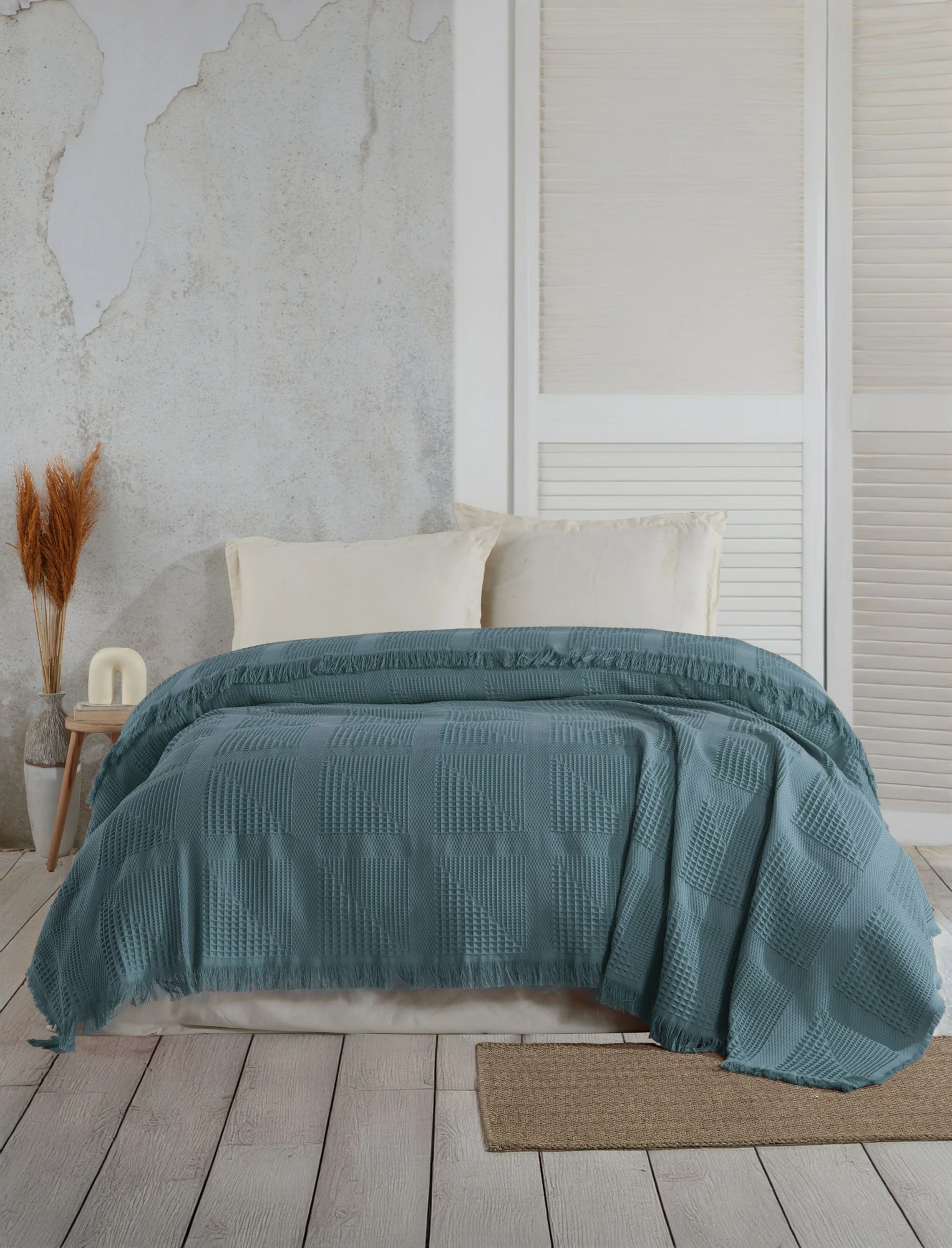 Batanije Double Pique Jacquard, ngjyrë kaltër, Sirius, 220x240cm