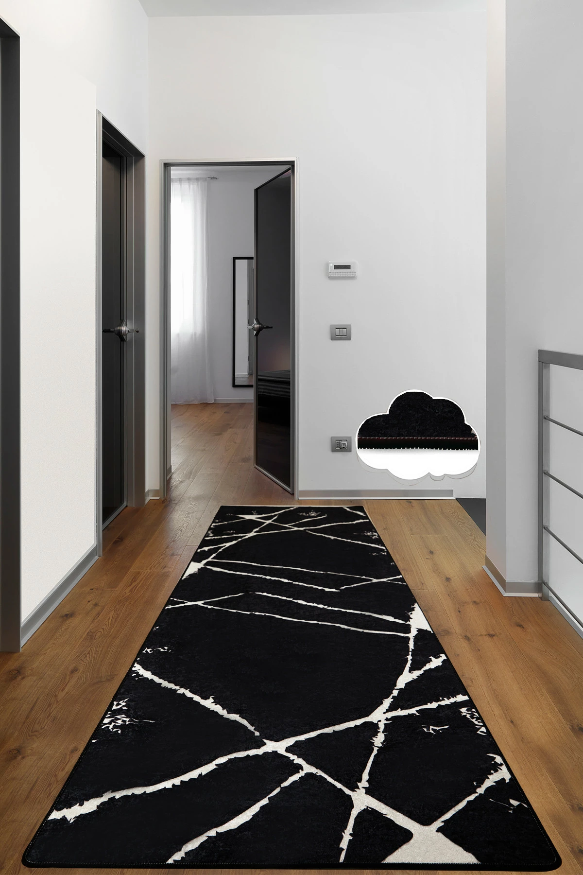 Qilim për korridor, ngjyrë e zezë dhe e bardhë, Conceptum Hypnose, 80x100cm