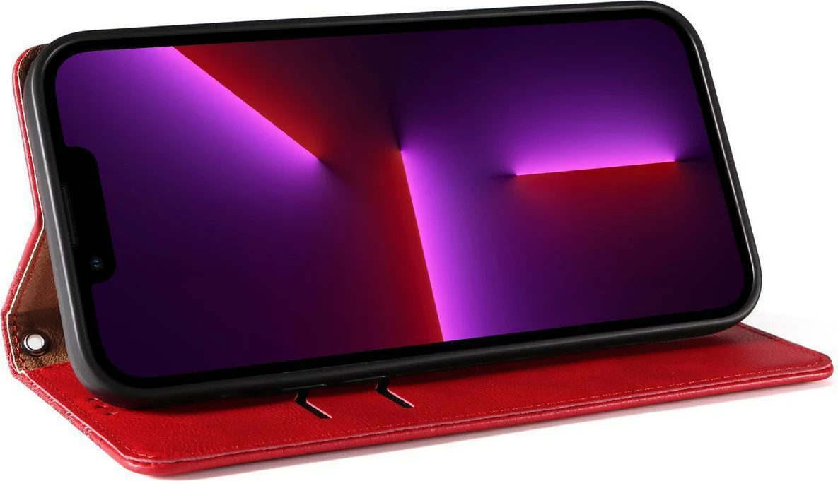 Mbështjellës Hurtel Magnet Strap Case për Samsung Galaxy S23+, me kapak, portofol, qëndrim, rrip dore, Kuq