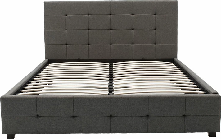 Krevat dopio Roi me hapësirë ruajtëse, ngjyrë gri e errët, 160x200cm