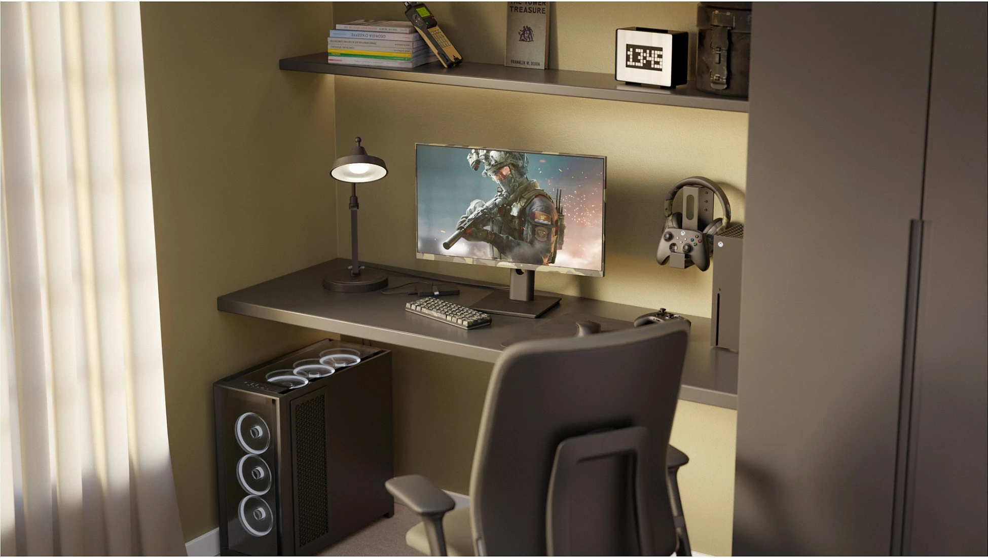 Monitor gaming JapanNext 23.8" Full HD, FreeSync, HDR, altoparlantë të integruar, i zi