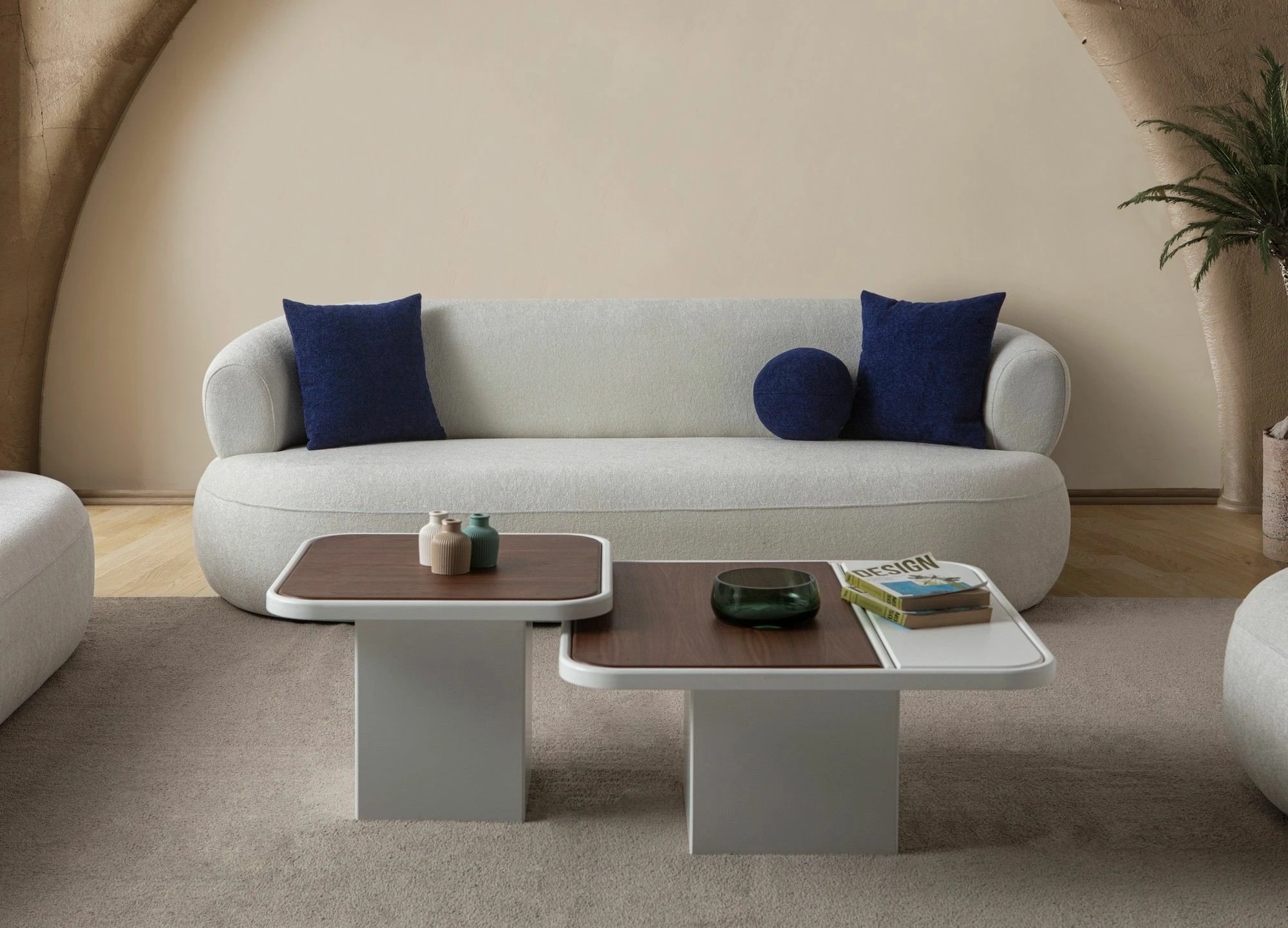 Divan treshe Atelier del Sofa, Roma, ngjyrë e bardhë