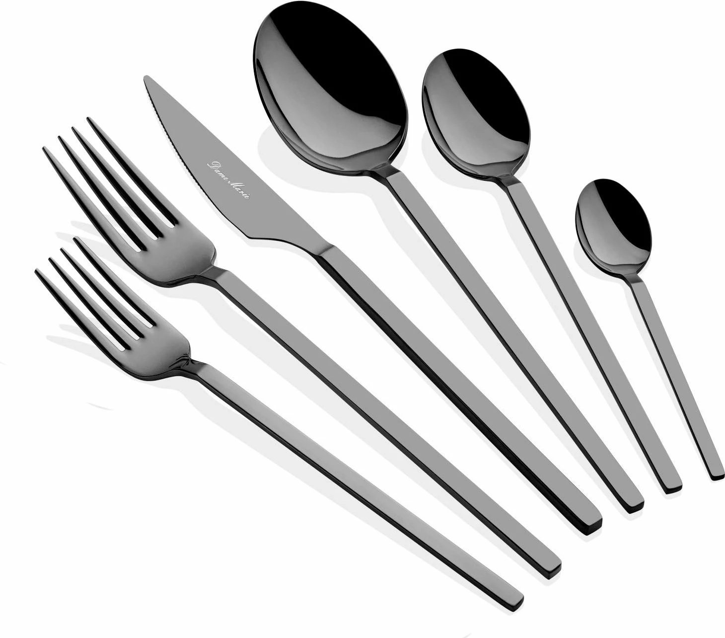 Set lugë, pirunë e thika (36 copë), ngjyrë e zezë, Hermia Concept, Carre Titanium