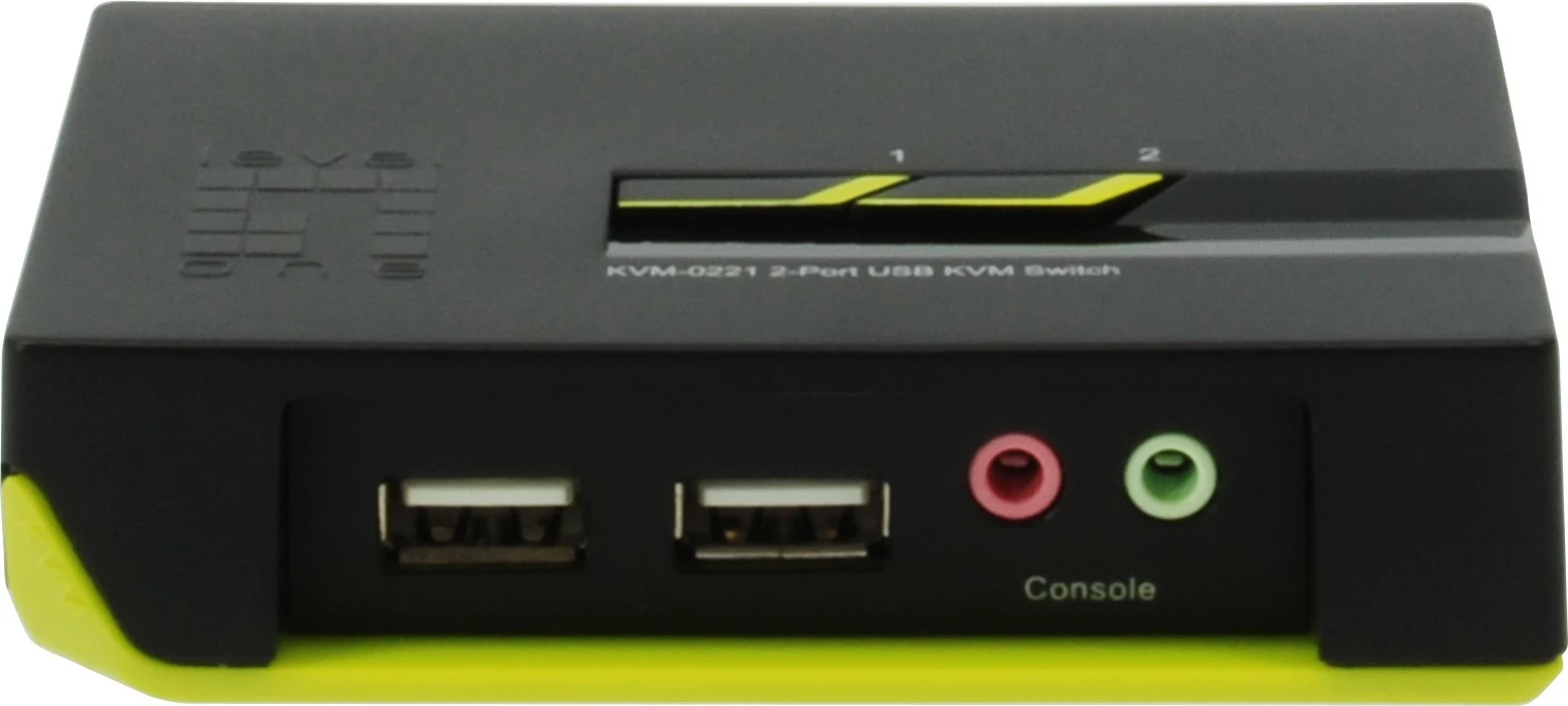 Switch KVM LevelOne 2-Port USB VGA, 2048 x 1536, i zi, jeshil