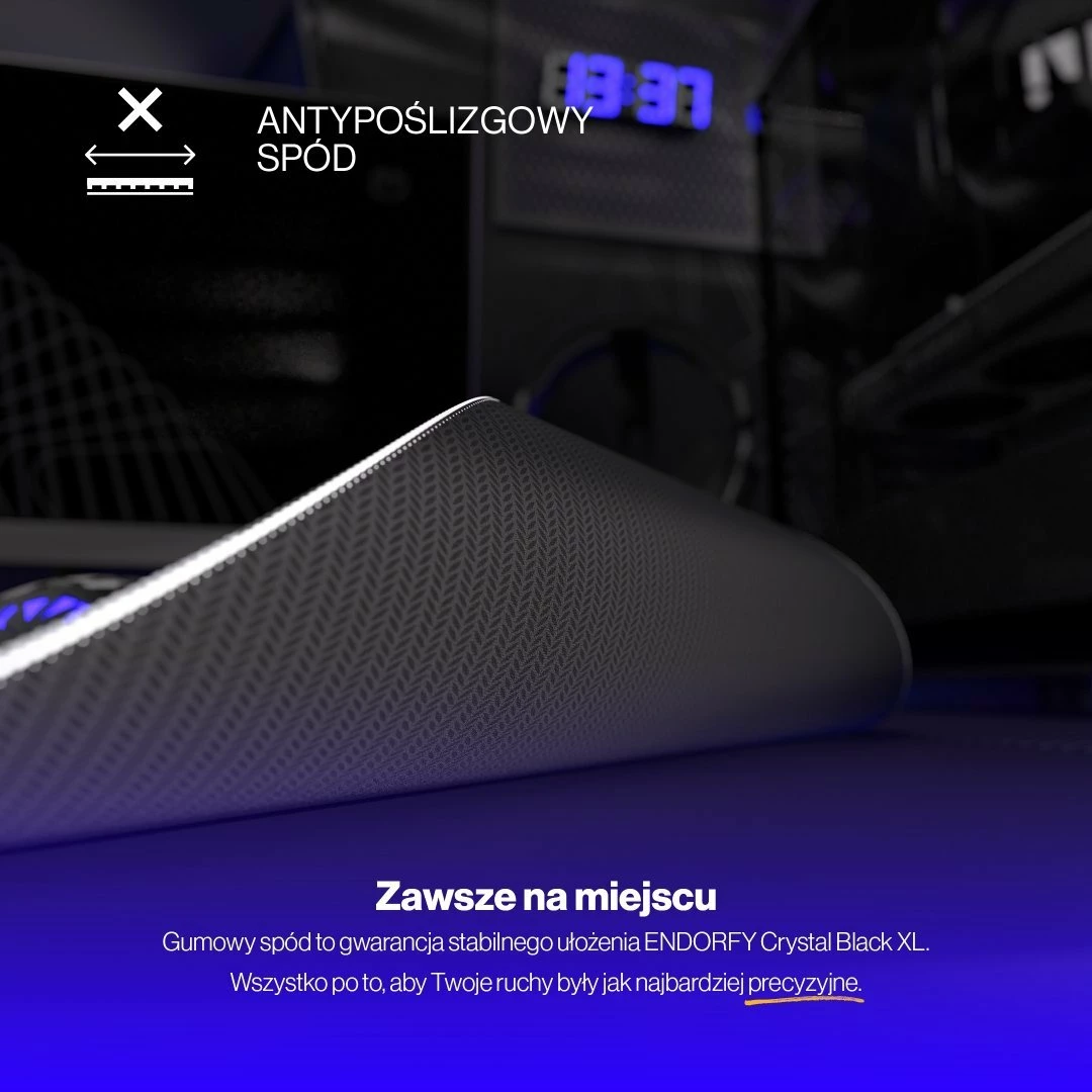 Mauspad Endorfy Crystal Black XL EY6B008 900×400×3mm, e zezë