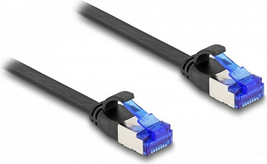 Kabllo rrjeti DeLOCK RJ45 Cat6a, 2 m, e sheshtë, e ekranizume, e zezë