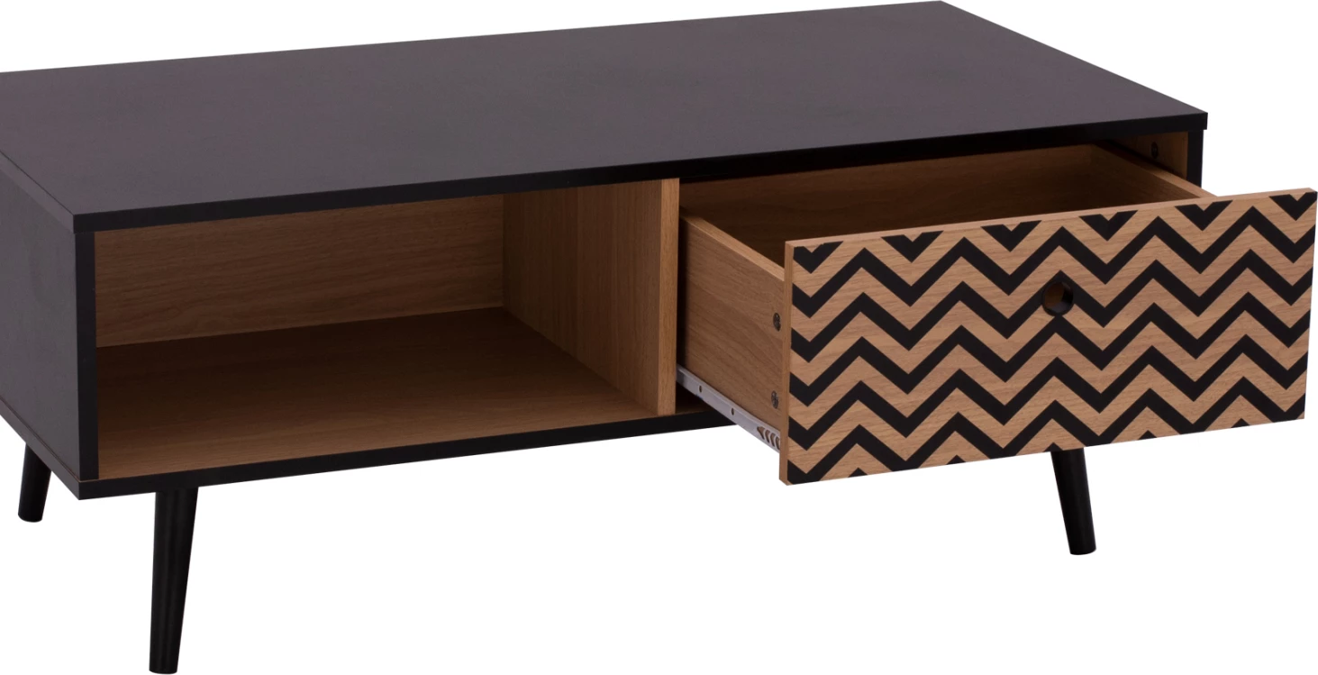 Tavolinë lounge Charleen FH8668 e zezë me natyrale 100x50x40,5 cm