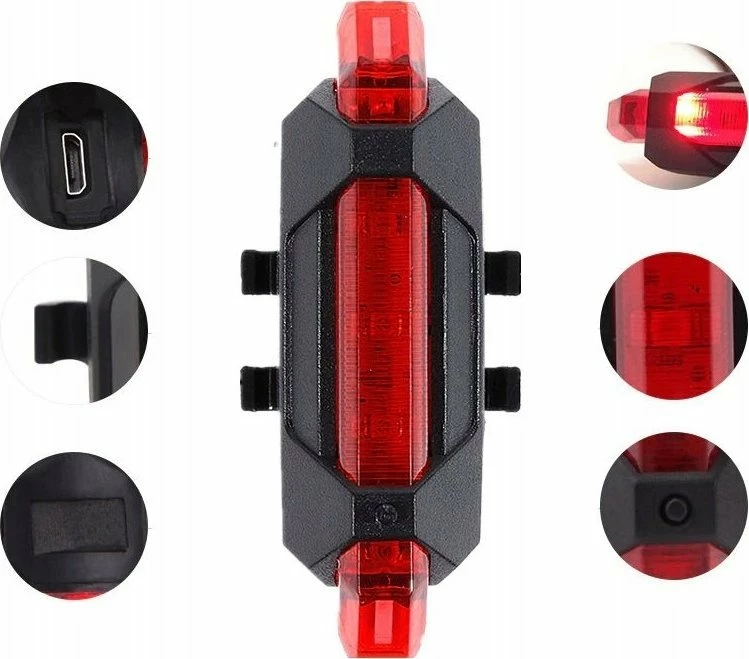 Set dritash biçiklete NoName 1600lm, microUSB, përpara/mbrapa, i zi, 2 copë