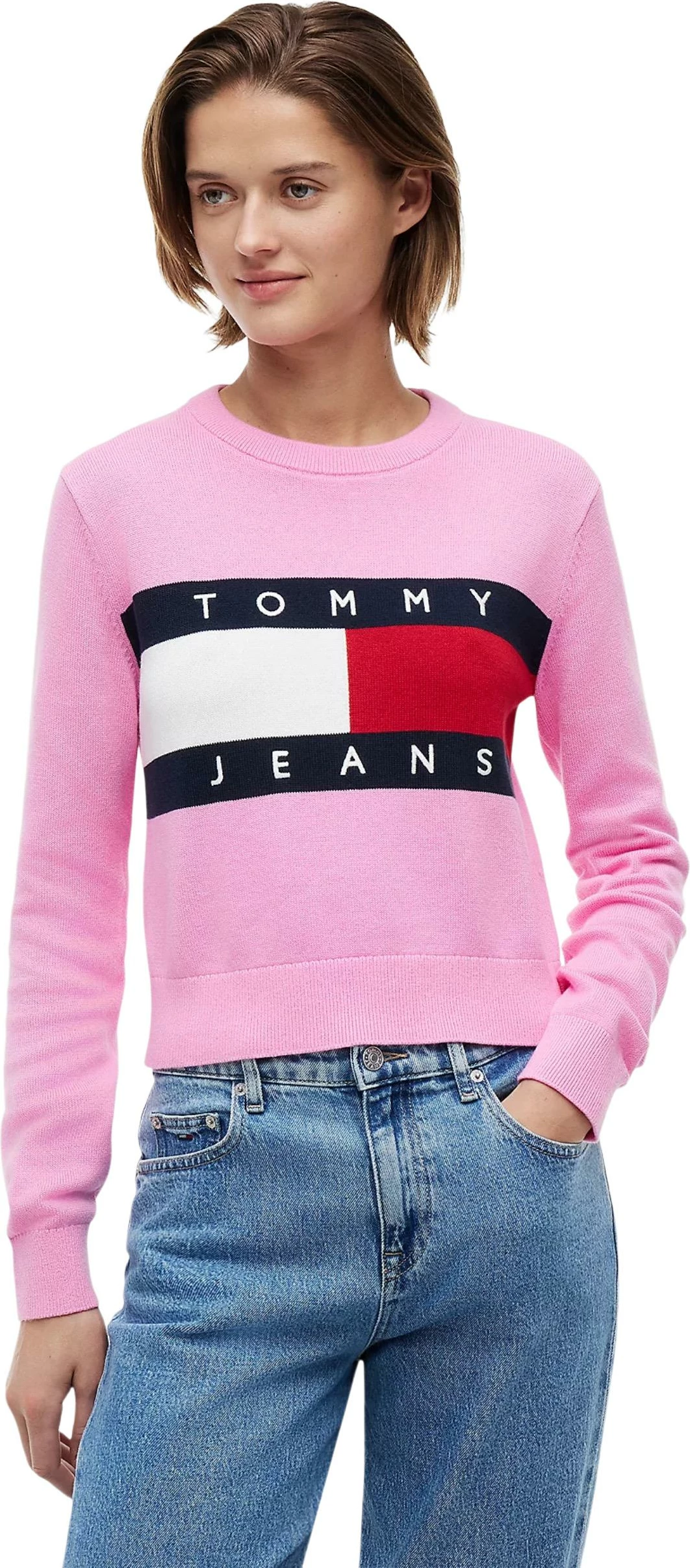 Xhemper për femra Tommy Hilfiger Jeans DW0DW22930, rozë [Madhësia: M]