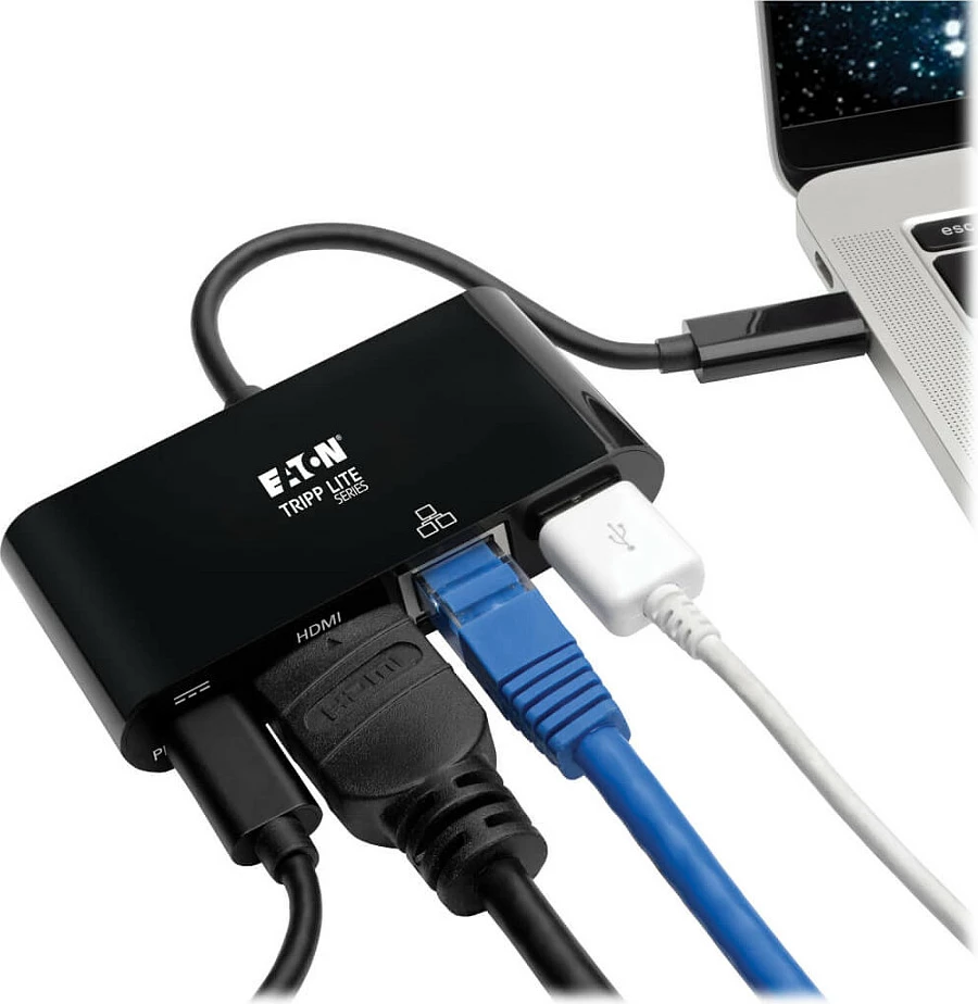 Adapter USB-C multiport Eaton Tripp Lite, 4K HDMI, USB-A, GbE, PD 60W, i zi