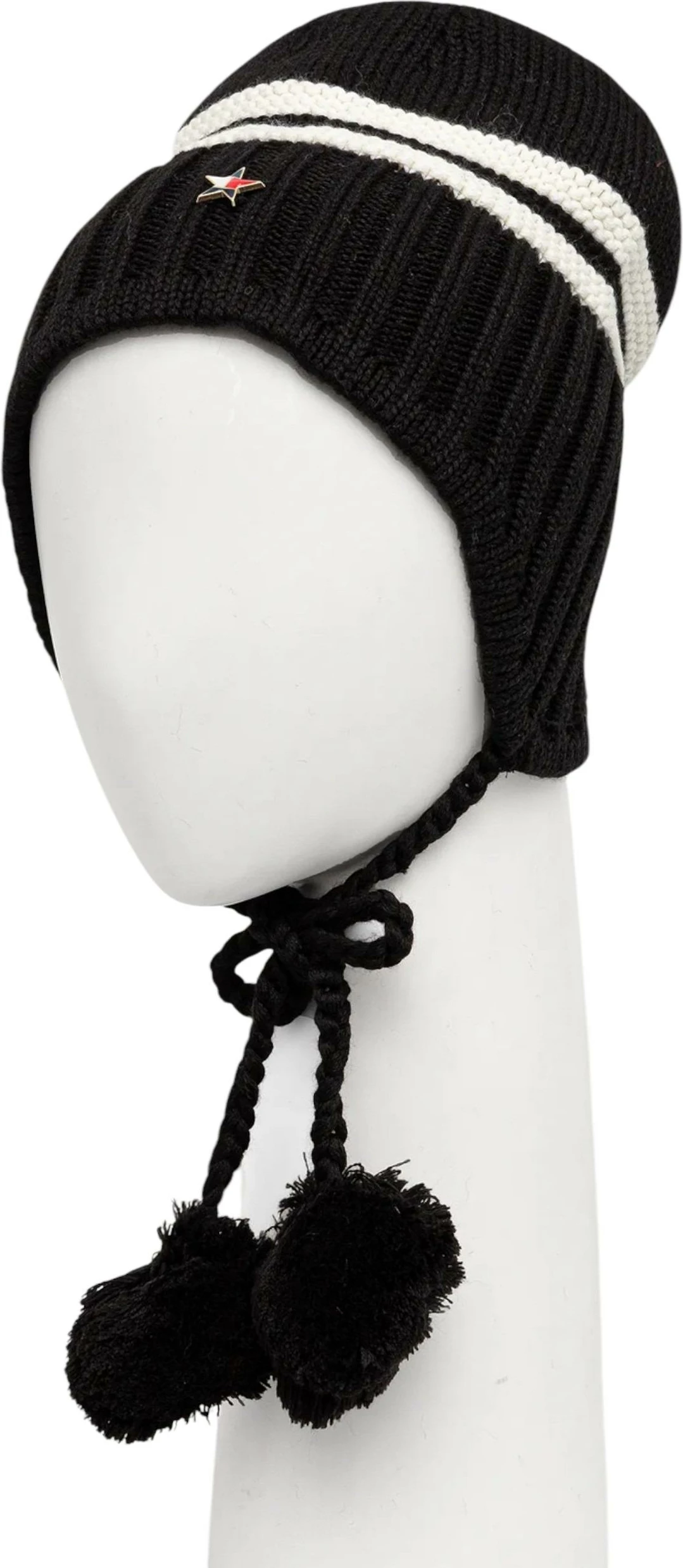 Kapelë beanie Tommy Hilfiger Jeans AW0AW18311 për femra, e zezë dhe bardhë
